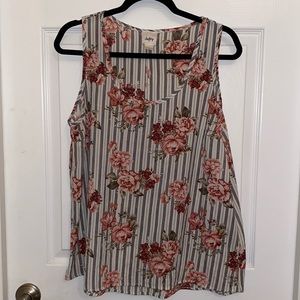 Sleeveless, floral and striped blouse, XL